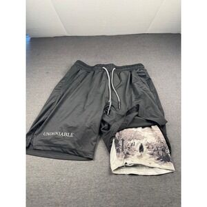 Undeniable Mens Black Athletic Shorts Graveyard Graphic Liner Size M